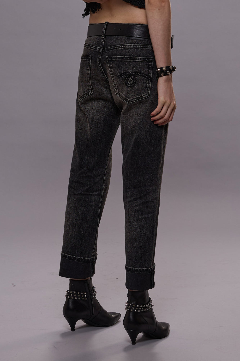 BOY STRAIGHT JEANS - KENNET BLACK STRETCH -R13 | R13 US