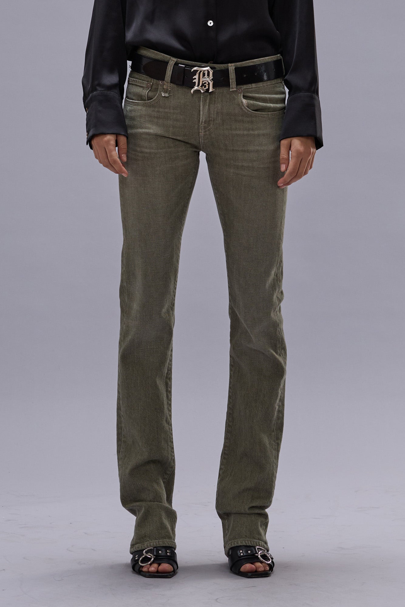TOBI BOY JEAN - ARMY GREEN STRETCH | R13 for sale