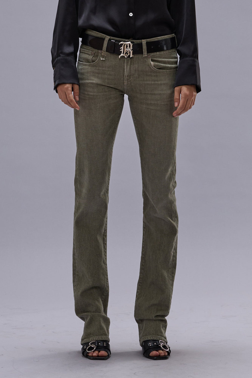 TOBI BOY JEAN - ARMY GREEN STRETCH | R13 for sale