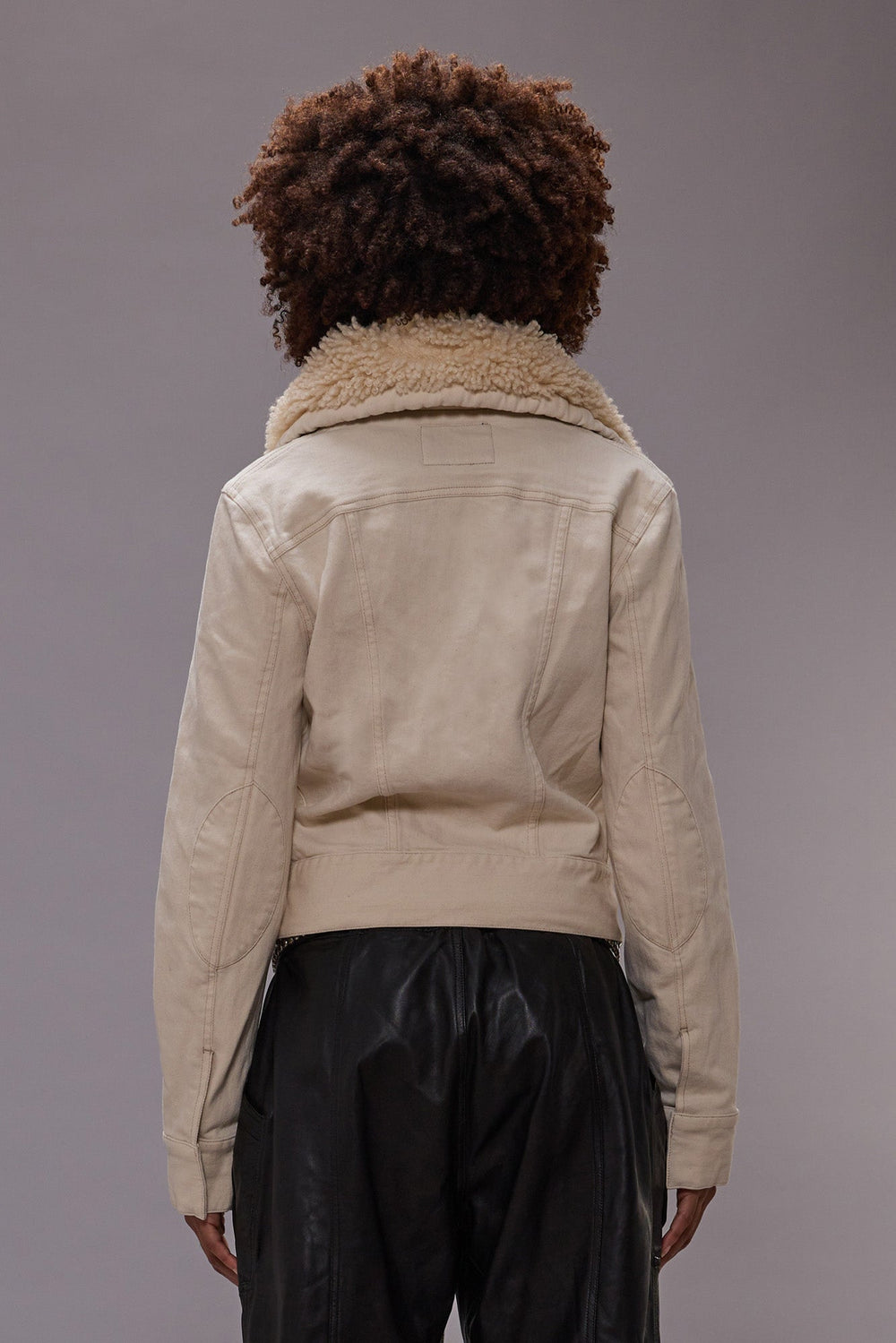 HIGH NECK TRUCKER JACKET - ECRU STRETCH | R13 near me