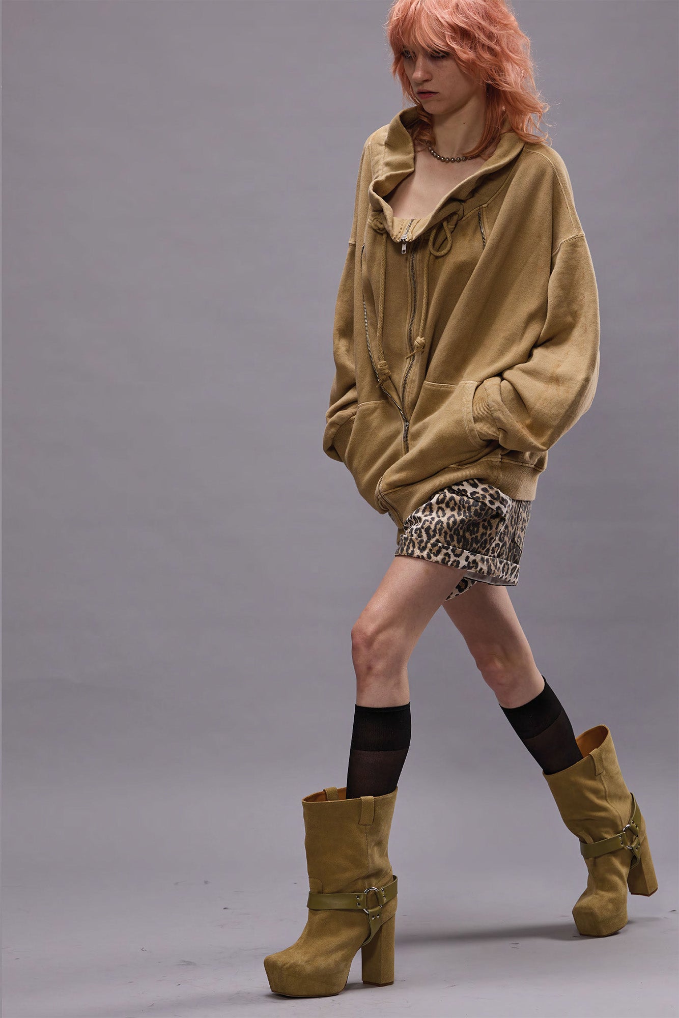 POUCH POCKET SHORTS - ECRU LEOPARD | R13 outlet