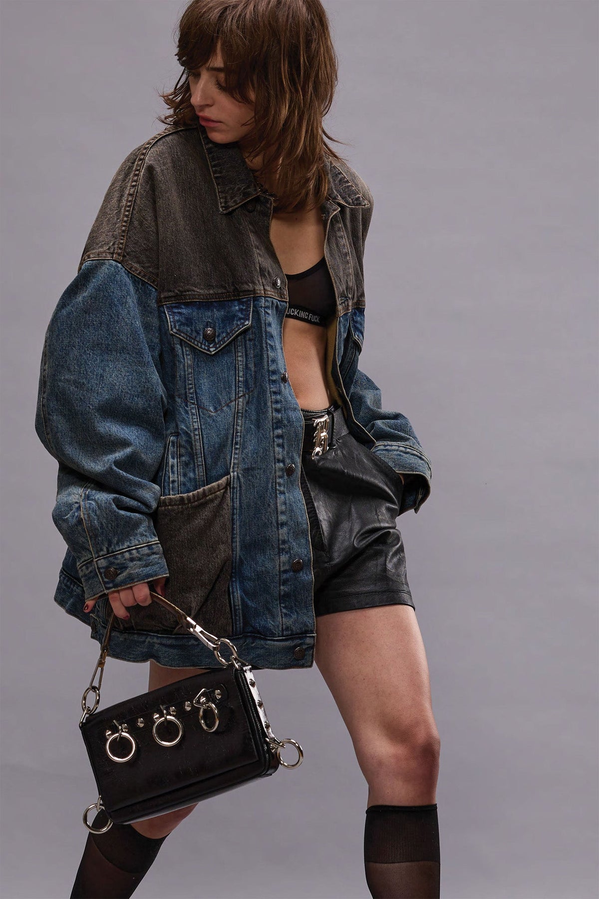 LACEY TRUCKER JACKET - DAWSON INDIGO COLOR BLOCK | R13 discount