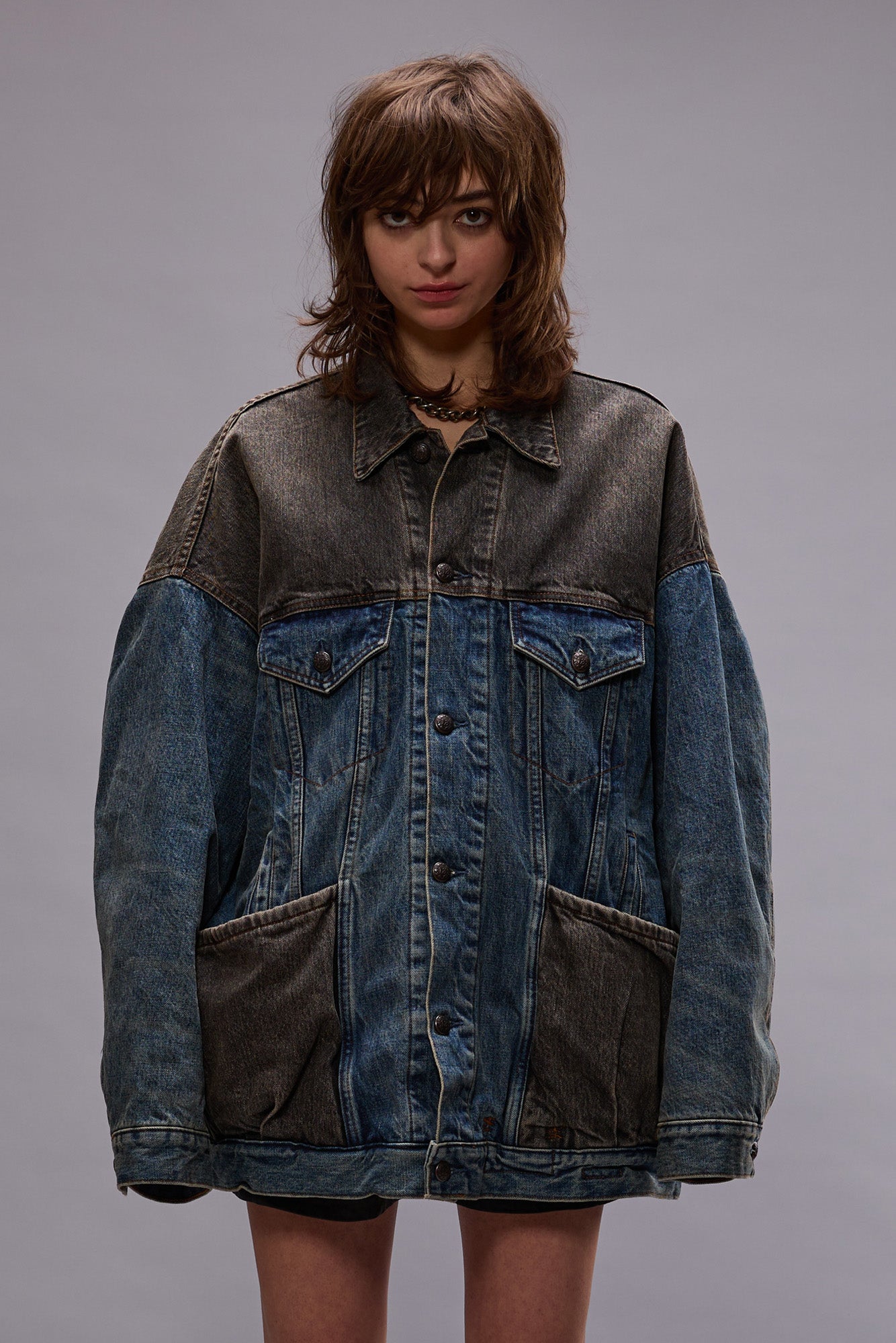 LACEY TRUCKER JACKET - DAWSON INDIGO COLOR BLOCK | R13 discount