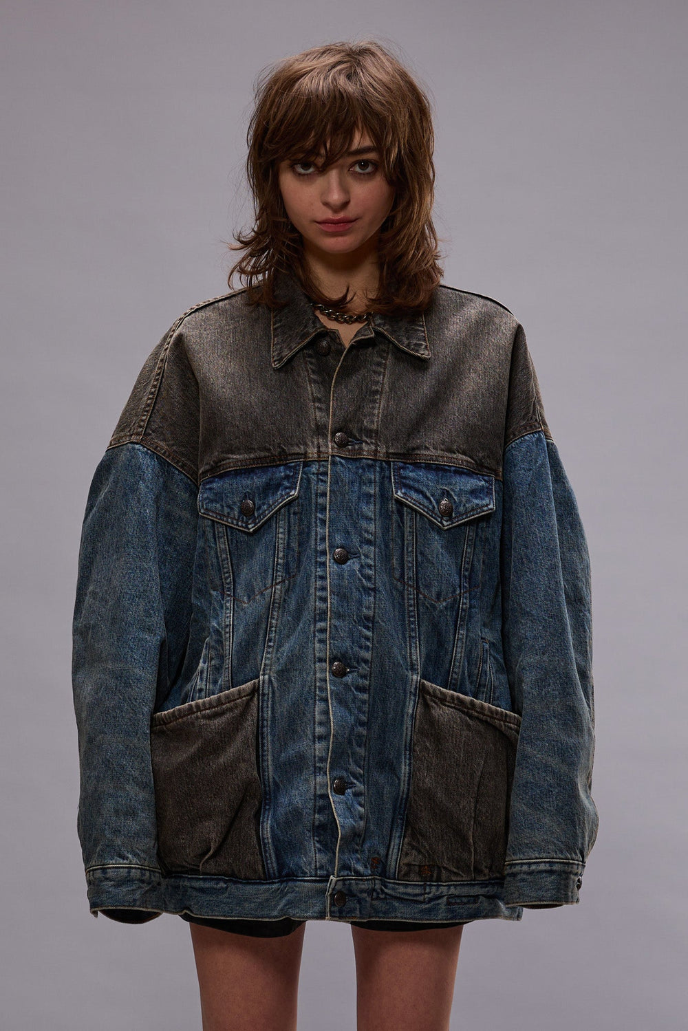 LACEY TRUCKER JACKET - DAWSON INDIGO COLOR BLOCK | R13 discount