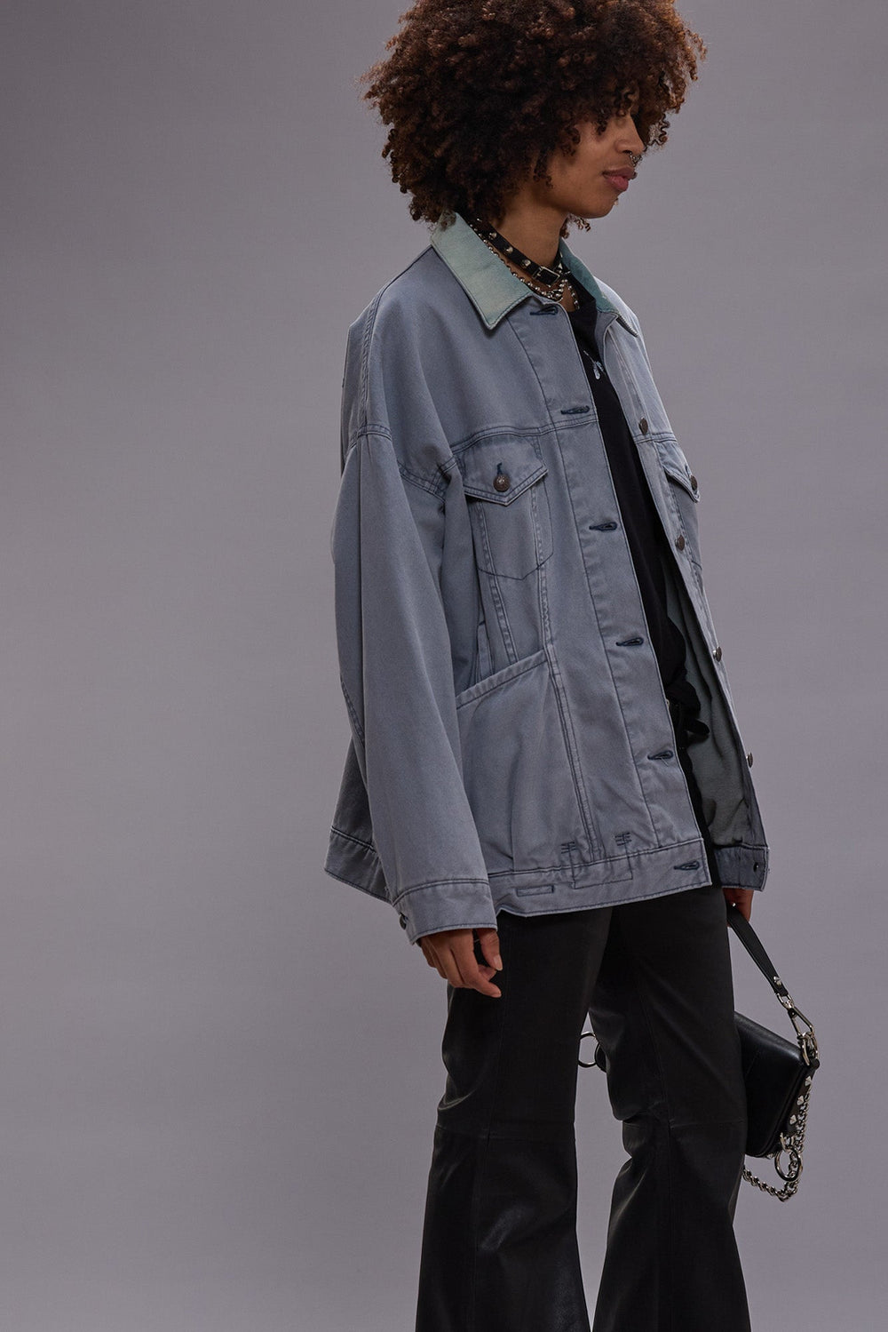 LACEY TRUCKER JACKET - FADED STEEL BLUE CANVAS | R13 for sale