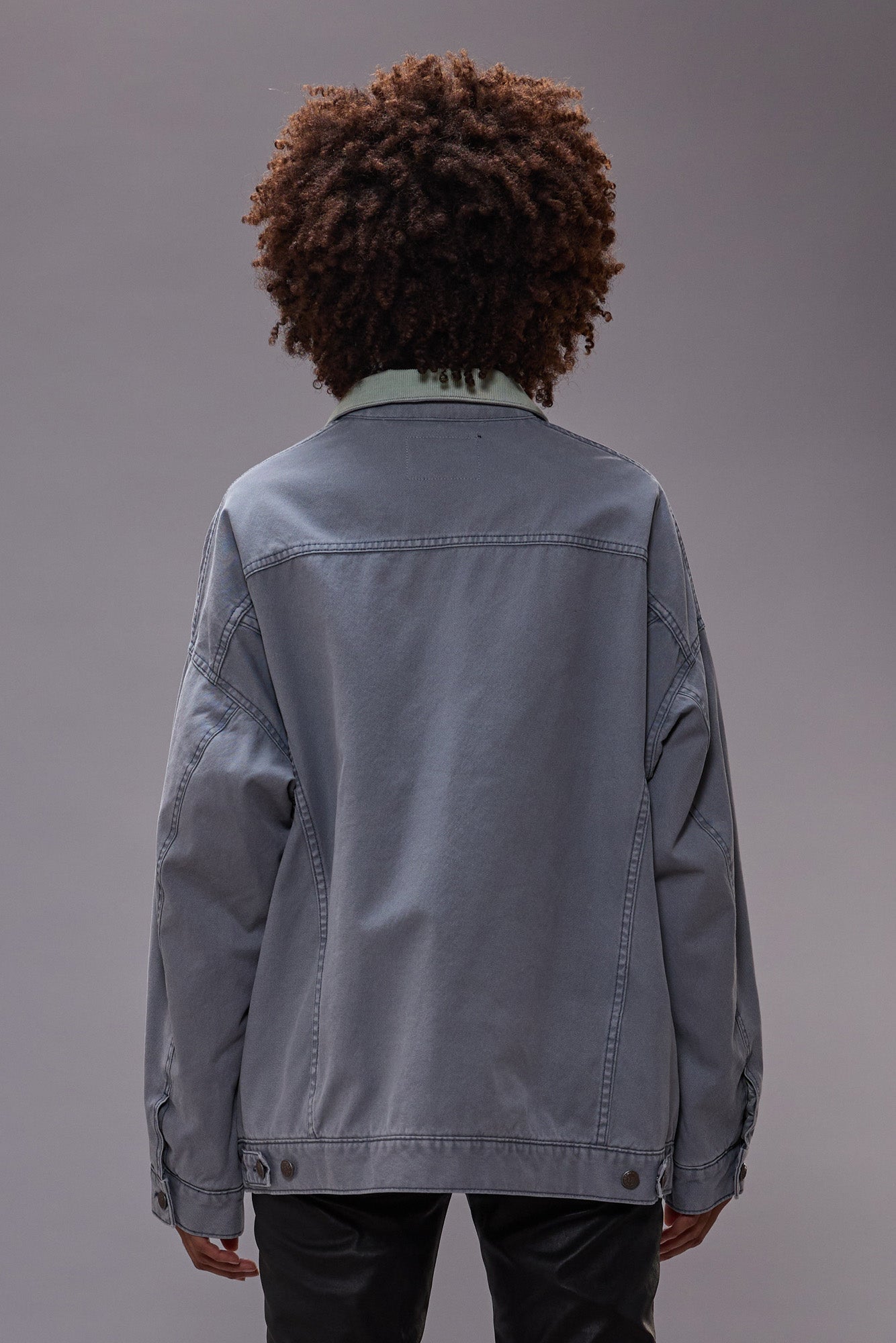 LACEY TRUCKER JACKET - FADED STEEL BLUE CANVAS | R13 for sale