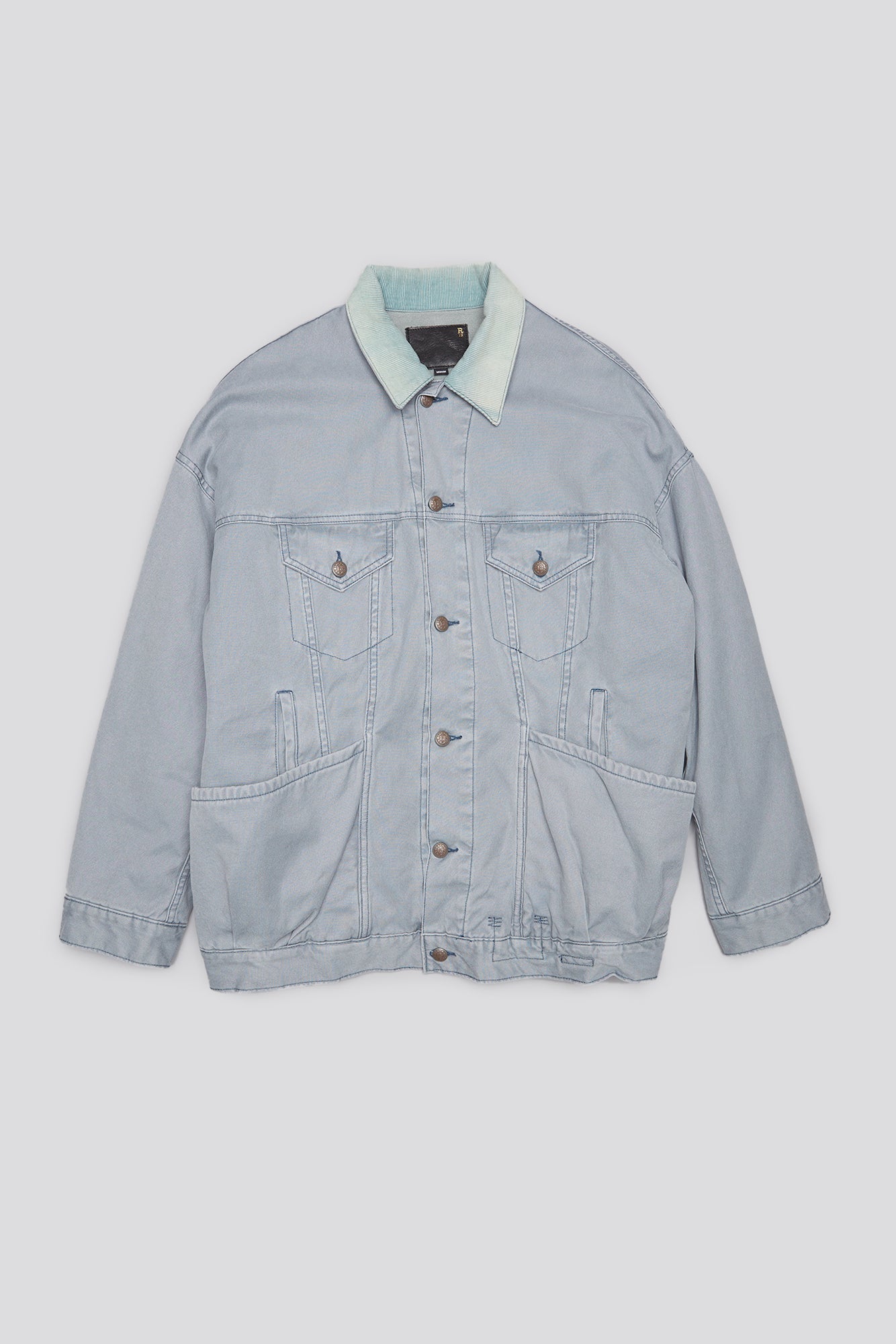 LACEY TRUCKER JACKET - FADED STEEL BLUE CANVAS | R13 for sale
