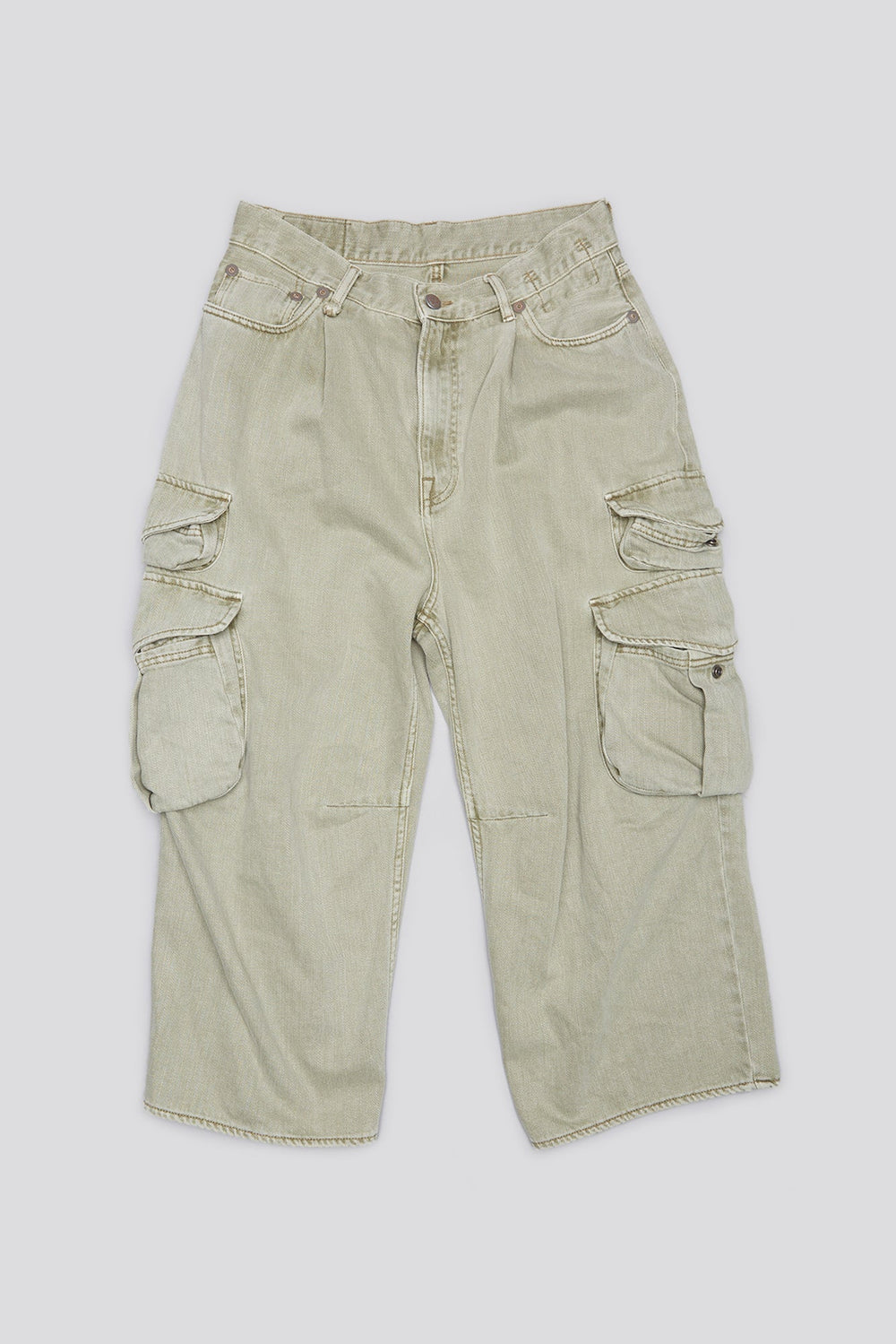 CROPPED MULTI POCKET CARGO - OLIVE GREEN GARMENT DYE | R13 ONLINE