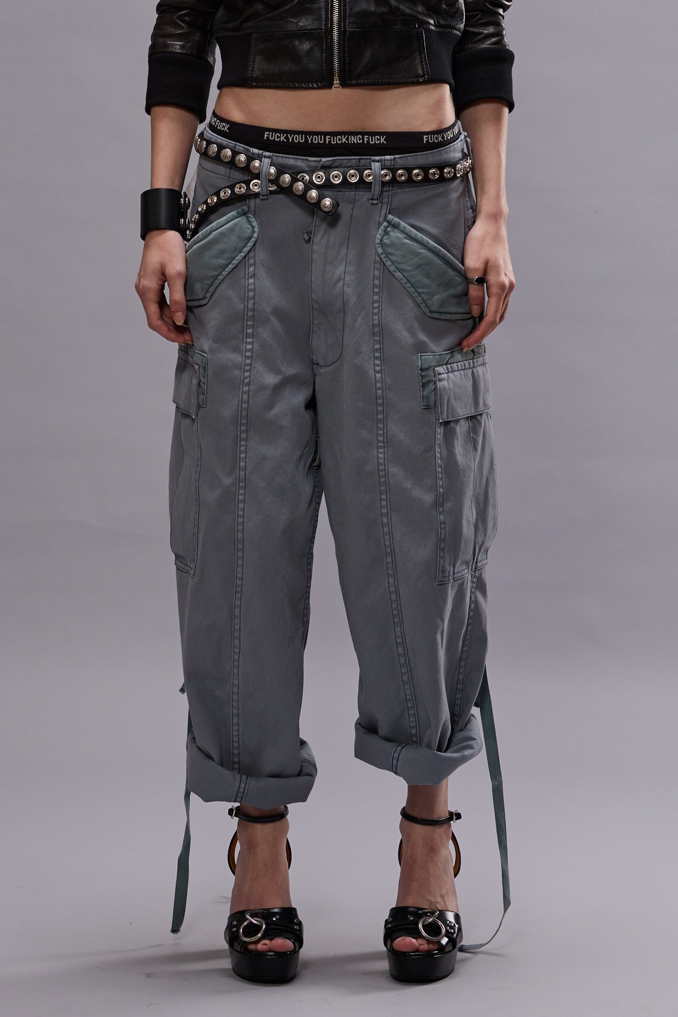 CROPPED CARGO PANT - FADED STEEL BLUE CANVAS | R13 discount