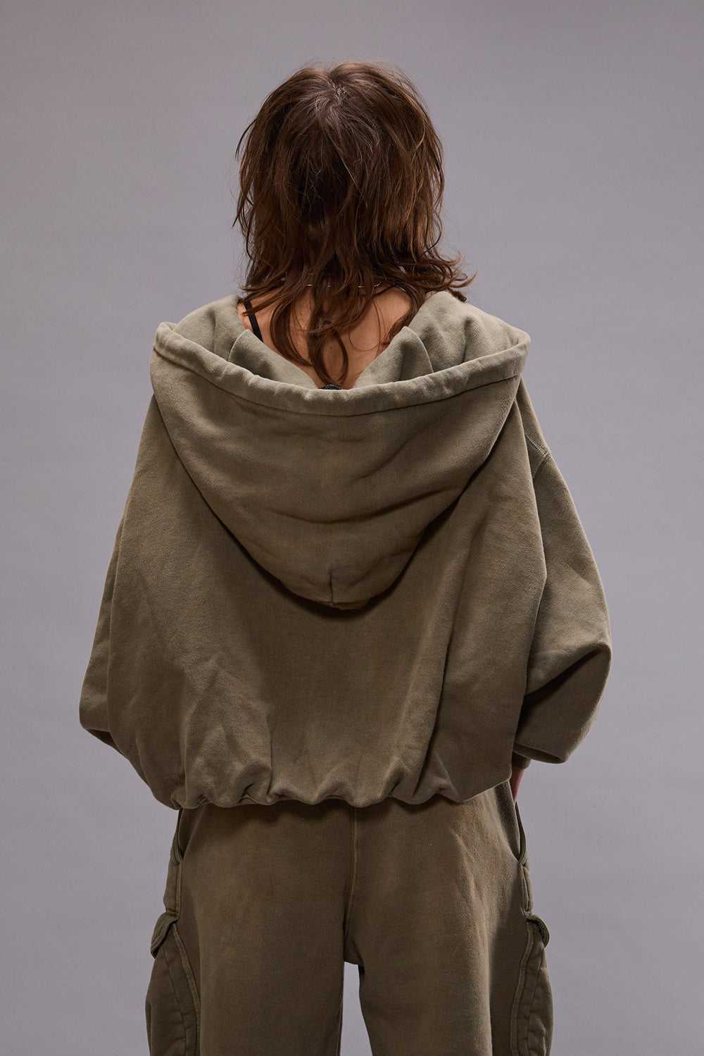 BALLOON ZIP-UP HOODIE - FADED OLIVE | R13 discount
