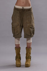 MULTIPOCKET RELAXED SWEATSHORTS - FADED OLIVE | R13 for sale