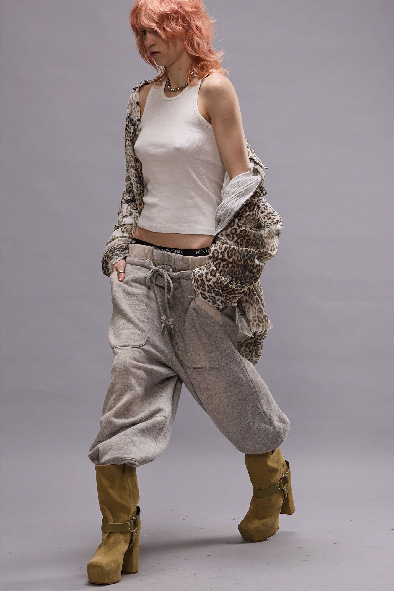 DECONSTRUCTED CROPPED SWEATPANT - HEATHER GREY | R13 discount