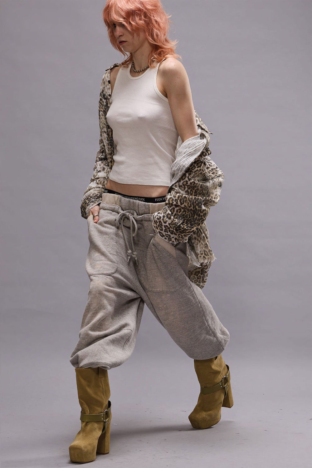 DECONSTRUCTED CROPPED SWEATPANT - HEATHER GREY | R13 discount