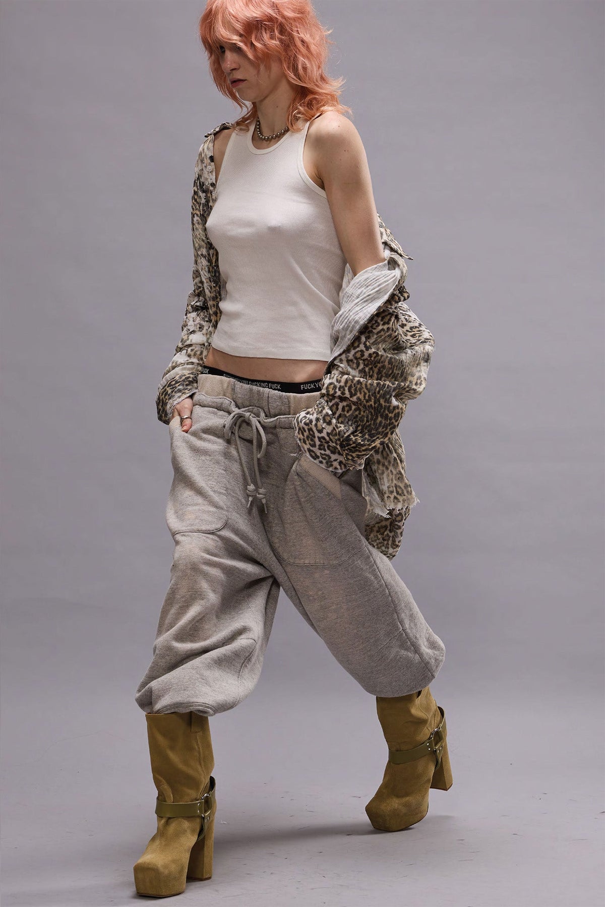 DECONSTRUCTED CROPPED SWEATPANT - HEATHER GREY | R13 discount
