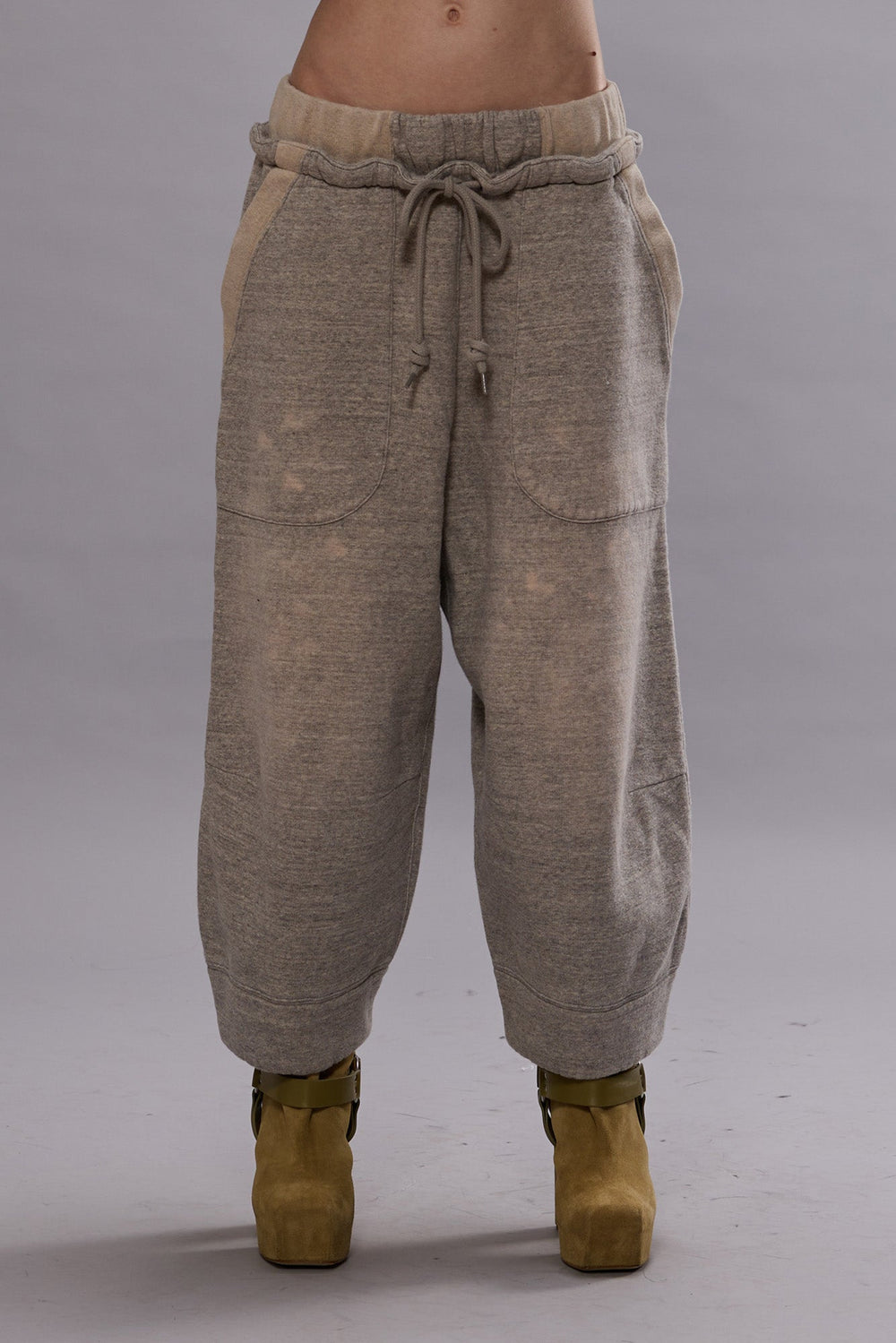 DECONSTRUCTED CROPPED SWEATPANT - HEATHER GREY | R13 discount