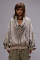 FUNNEL NECK CROPPED POPOVER - HEATHER GREY | R13 for sale