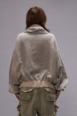 FUNNEL NECK CROPPED POPOVER - HEATHER GREY | R13 for sale