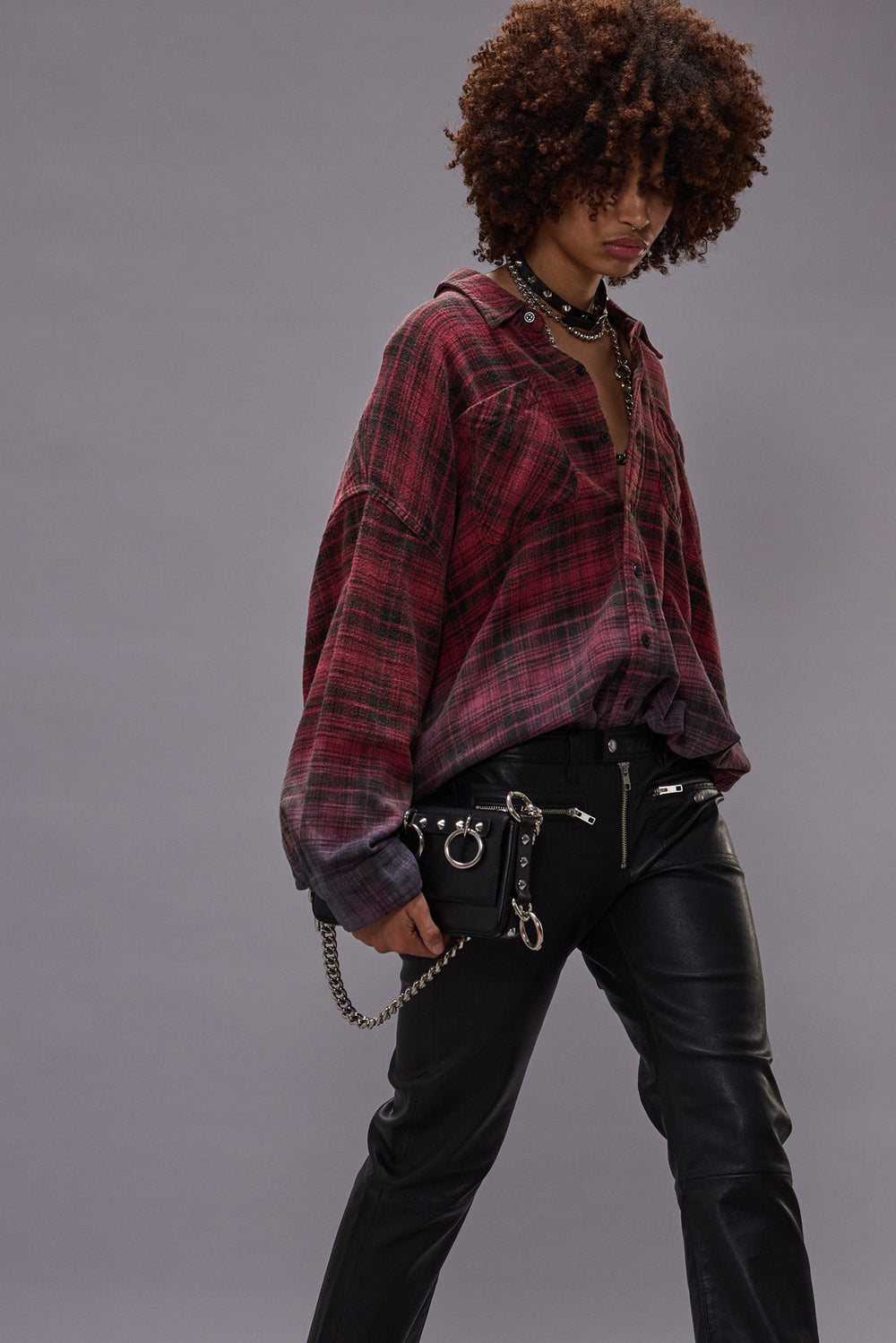 DROP NECK WORKSHIRT - DIP DYE RED PLAID | R13 sale