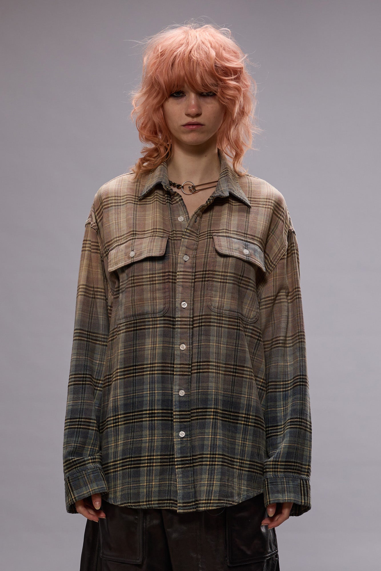 RELAXED WORKSHIRT - GRADIENT BLEACHED BLUE PLAID | R13 US