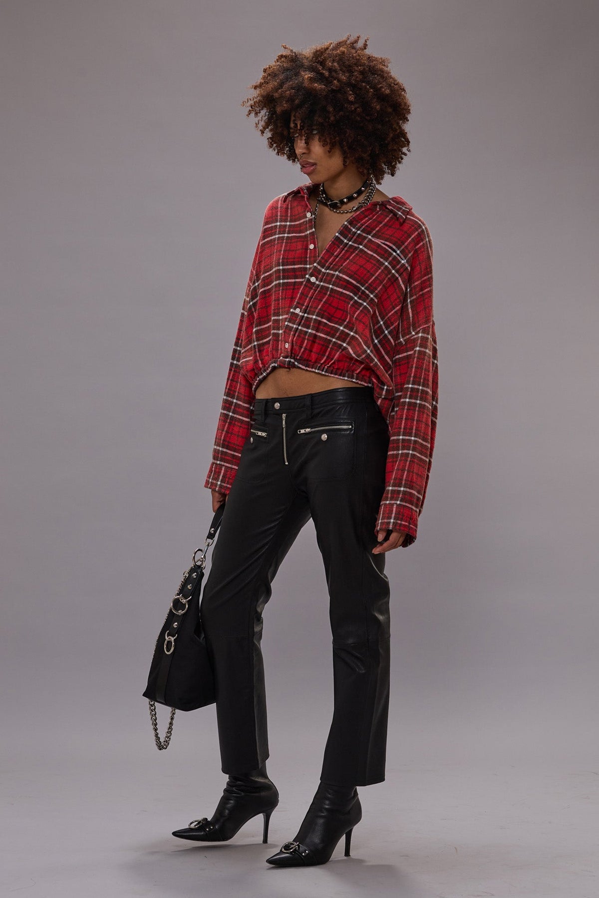 CROSSOVER BUBBLE SHIRT - WASHED RED PLAID | R13 discount