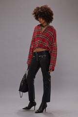 CROSSOVER BUBBLE SHIRT - WASHED RED PLAID | R13 discount