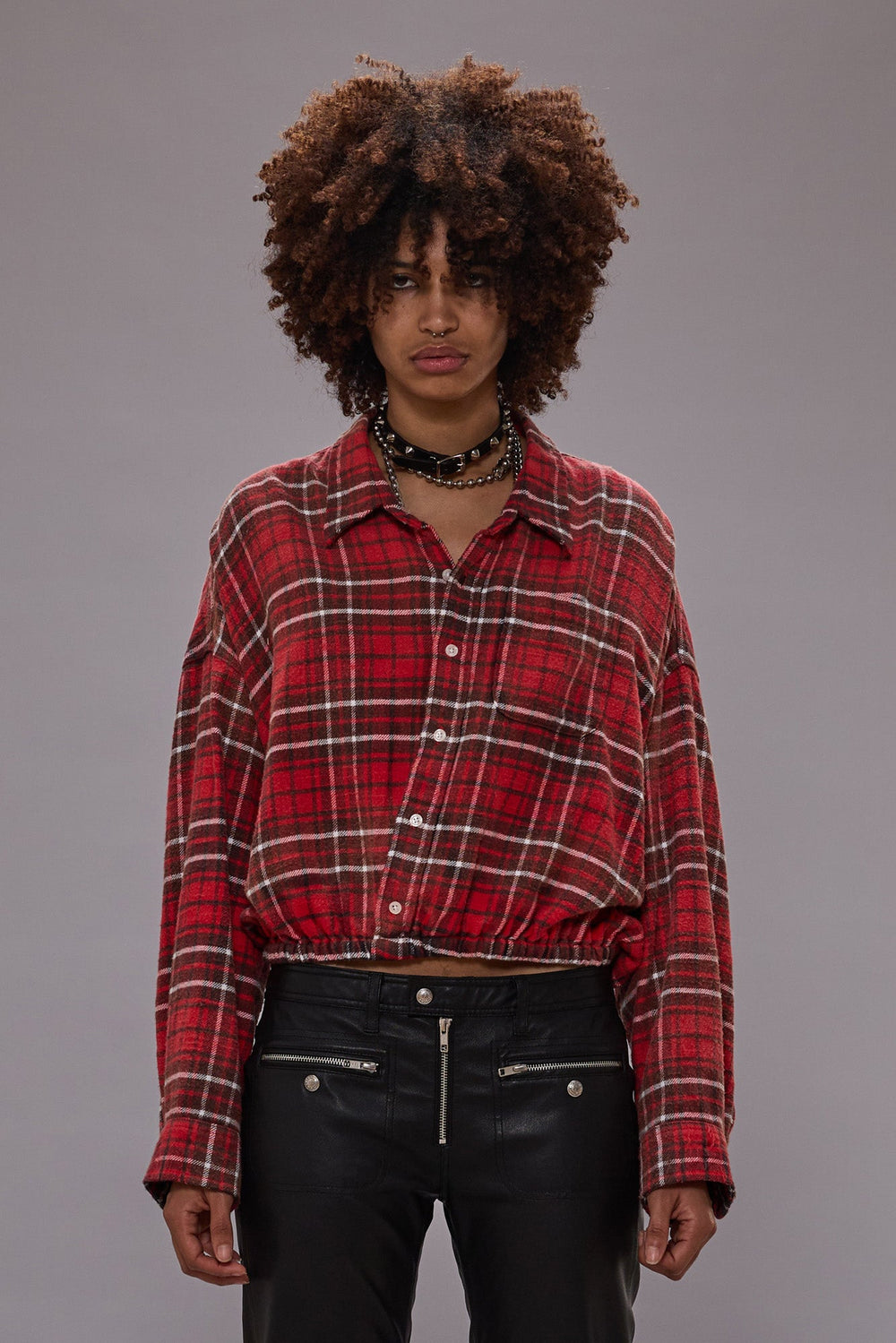 CROSSOVER BUBBLE SHIRT - WASHED RED PLAID | R13 discount