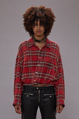 CROSSOVER BUBBLE SHIRT - WASHED RED PLAID | R13 discount