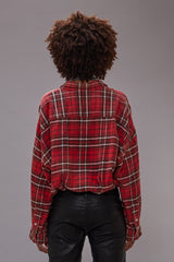 CROSSOVER BUBBLE SHIRT - WASHED RED PLAID | R13 discount