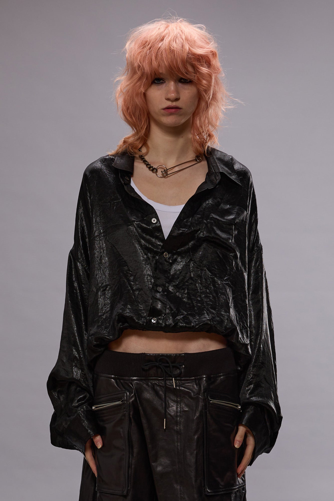 CROSSOVER BUBBLE SHIRT - BLACK | R13 sale