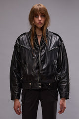 ZIP COLLAR MOTORCYCLE JACKET - BLACK | R13 discount