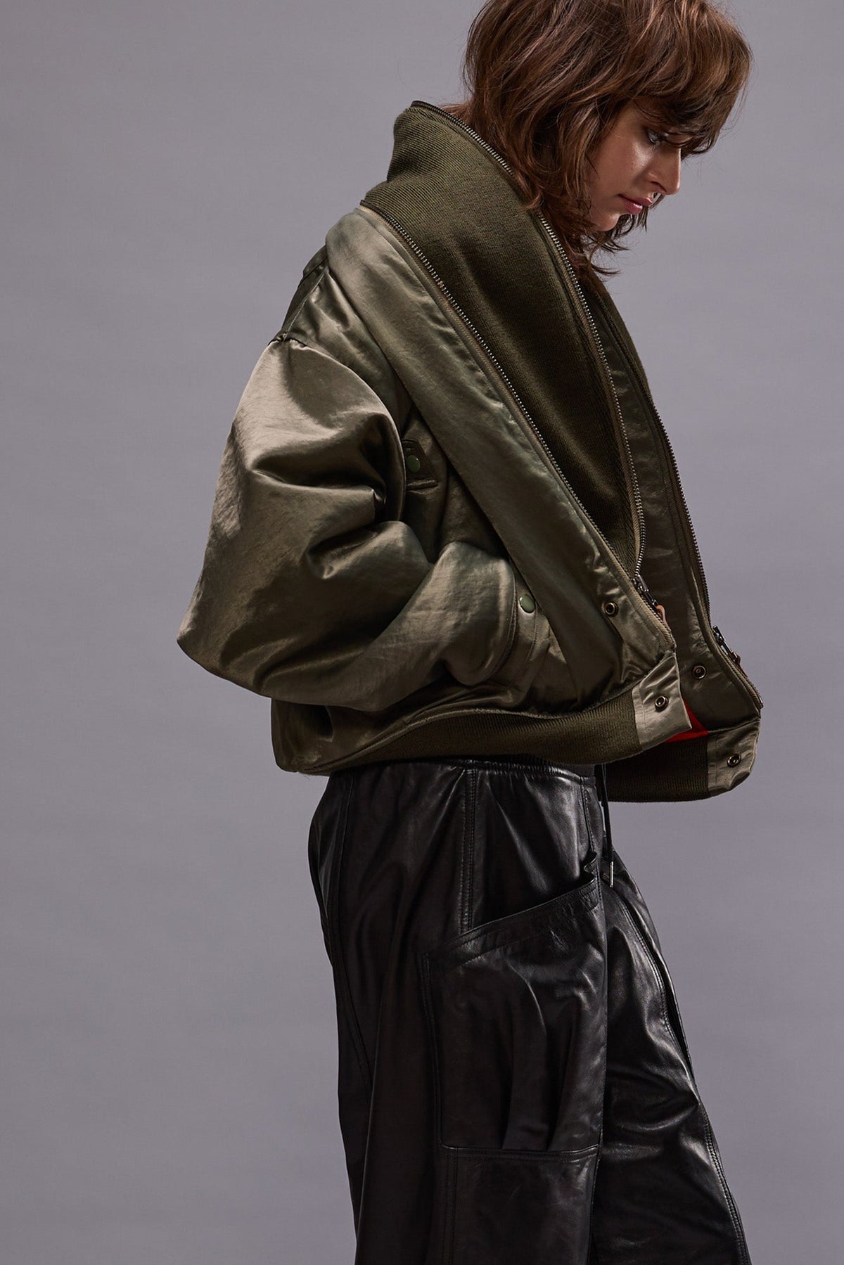 ZIP COLLAR FLIGHT JACKET - OLIVE | R13 near me