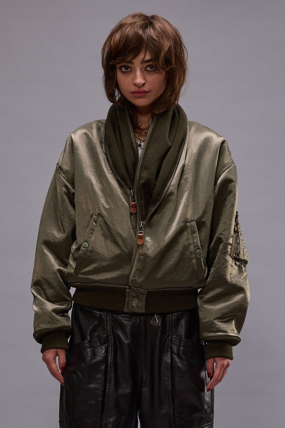 ZIP COLLAR FLIGHT JACKET - OLIVE | R13 near me