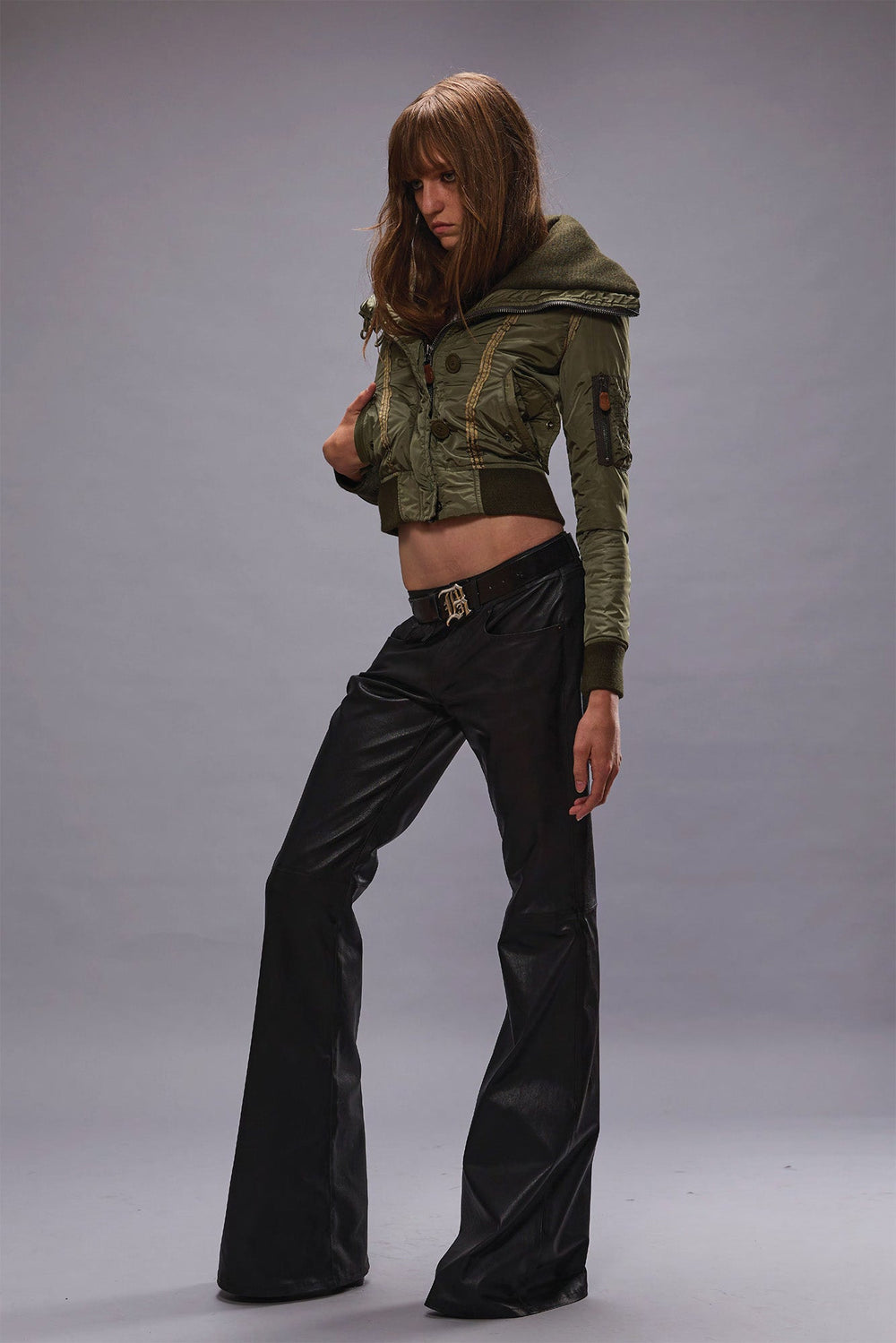 HIGH NECK SHRUNKEN N2B JACKET - OLIVE | R13 sale