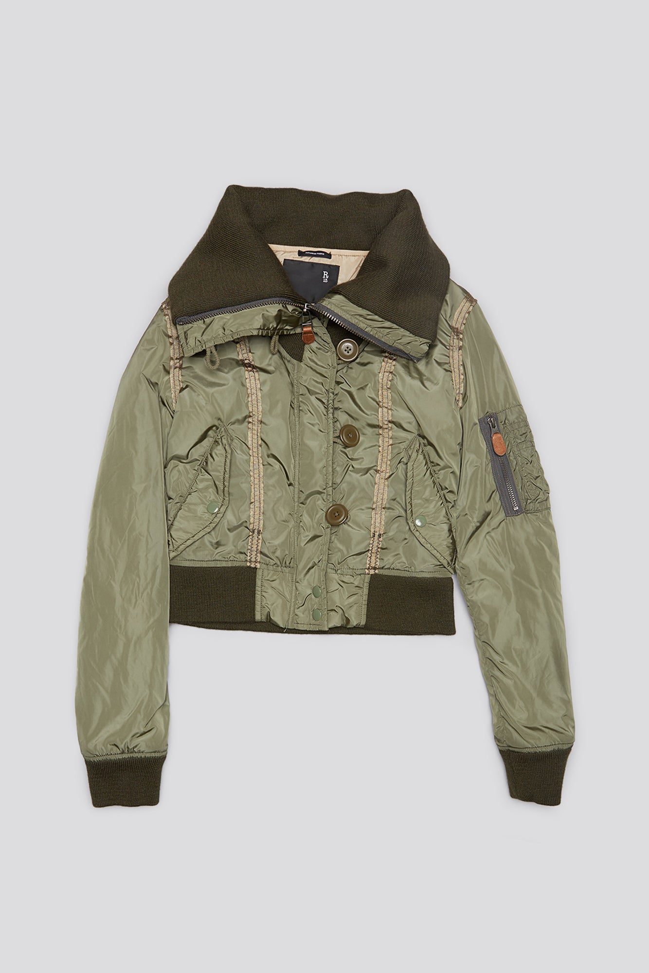 HIGH NECK SHRUNKEN N2B JACKET - OLIVE | R13 sale