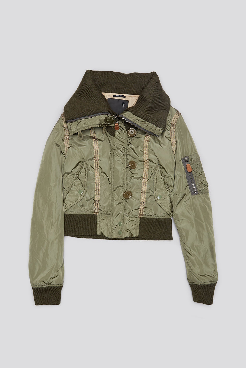 HIGH NECK SHRUNKEN N2B JACKET - OLIVE | R13 sale