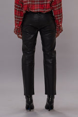 LEATHER BOY STRAIGHT PANT WITH ZIPPERED POCKETS - BLACK | R13 near me