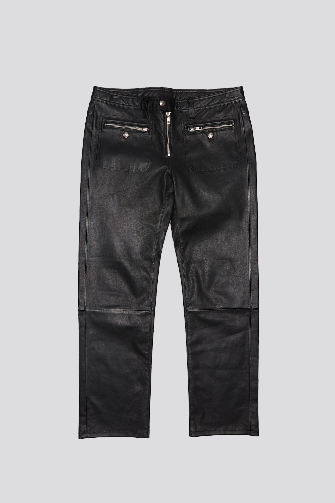 LEATHER BOY STRAIGHT PANT WITH ZIPPERED POCKETS - BLACK | R13 near me