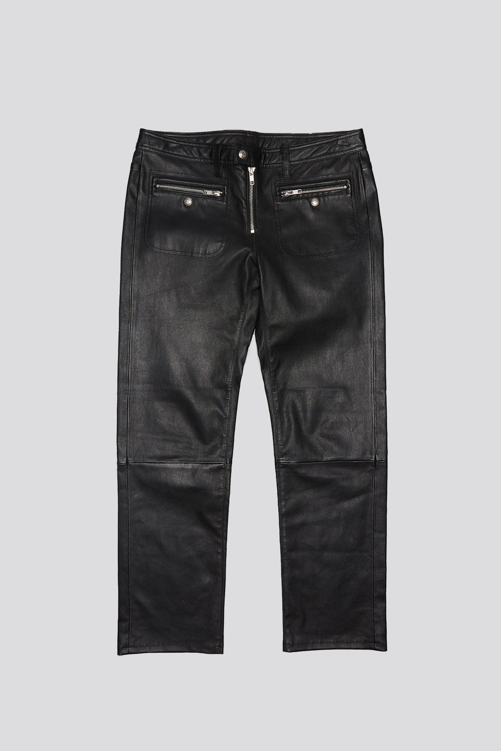 LEATHER BOY STRAIGHT PANT WITH ZIPPERED POCKETS - BLACK | R13 near me