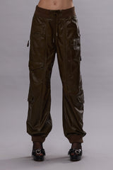 MULTIPOCKET BALLOON LEATHER PANT - OLIVE | R13 discount