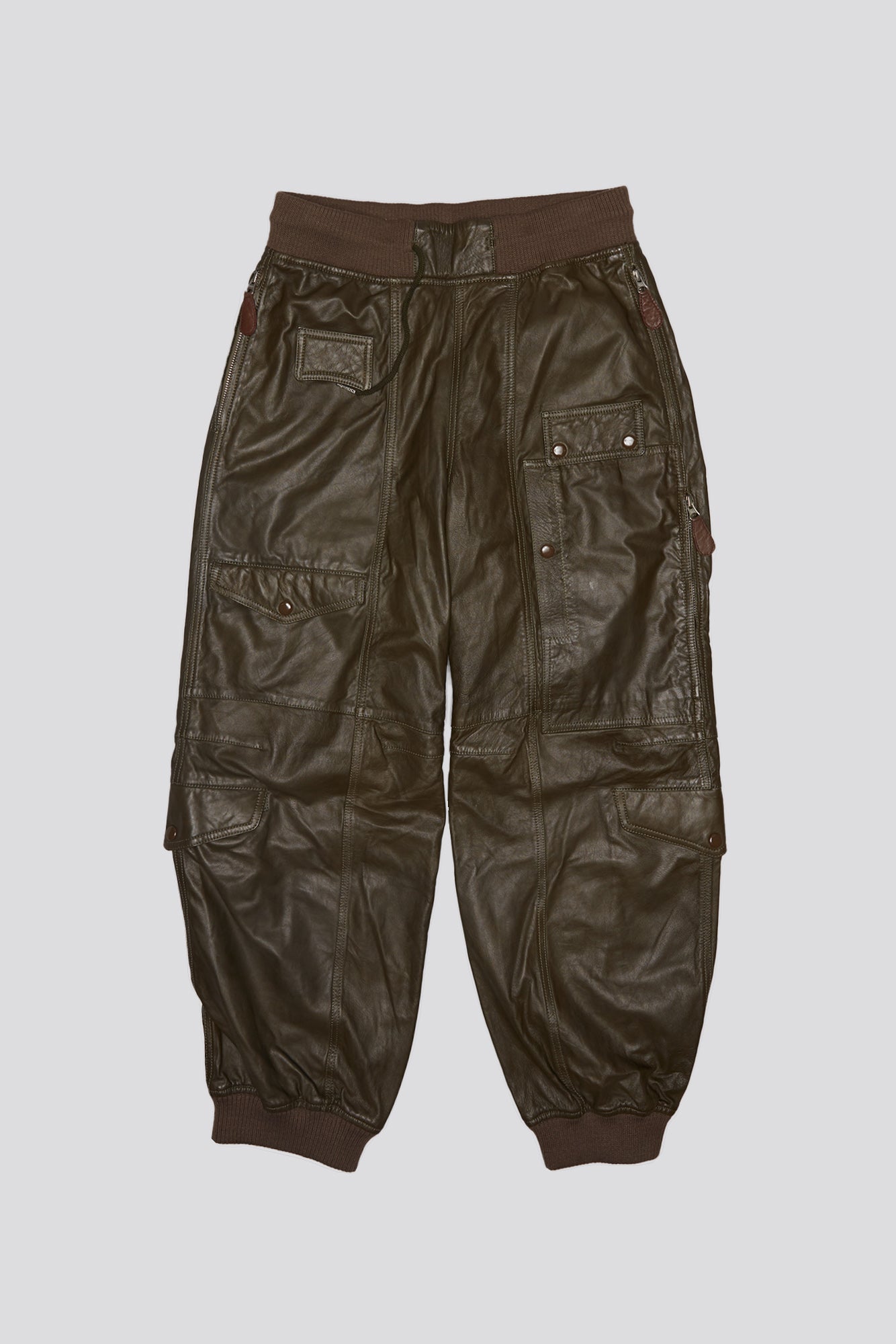 MULTIPOCKET BALLOON LEATHER PANT - OLIVE | R13 discount