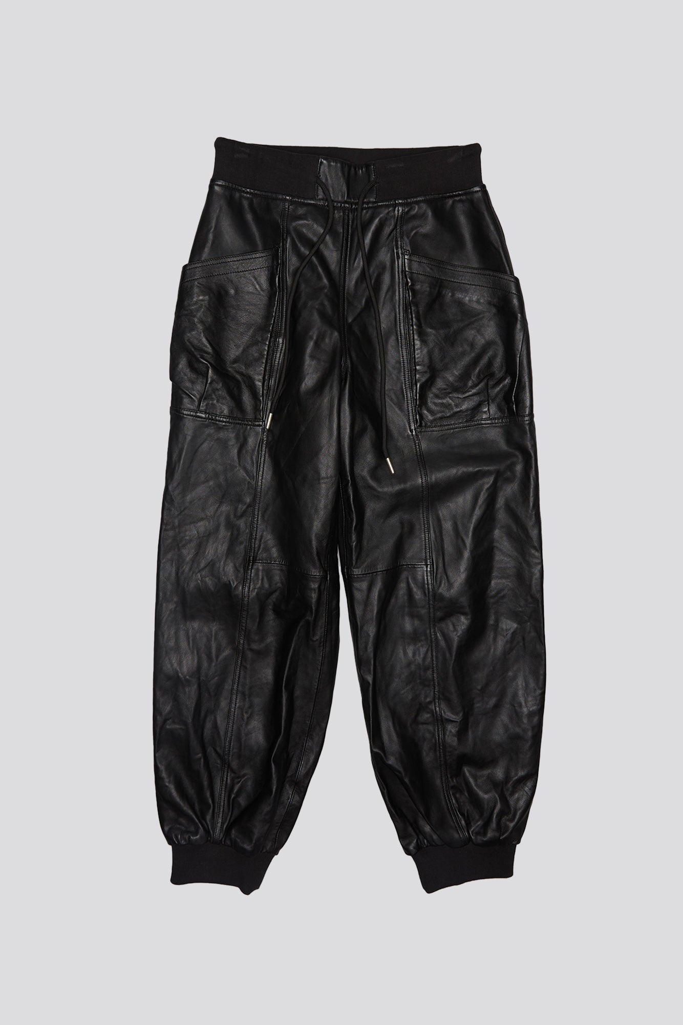 PLEATED POCKET STRAIGHT LEG LEATHER PANT - BLACK | R13 outlet