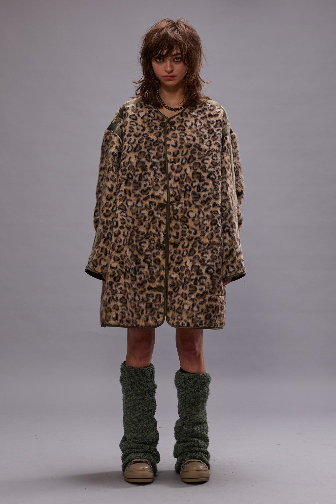 TAPED LINER COAT - WOOLY LEOPARD | R13 ONLINE