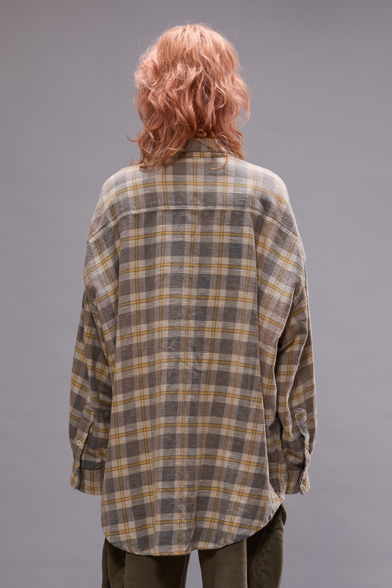 OVERSIZED POCKET DROP NECK SHIRT - CREAM/BLUE PLAID | R13 outlet
