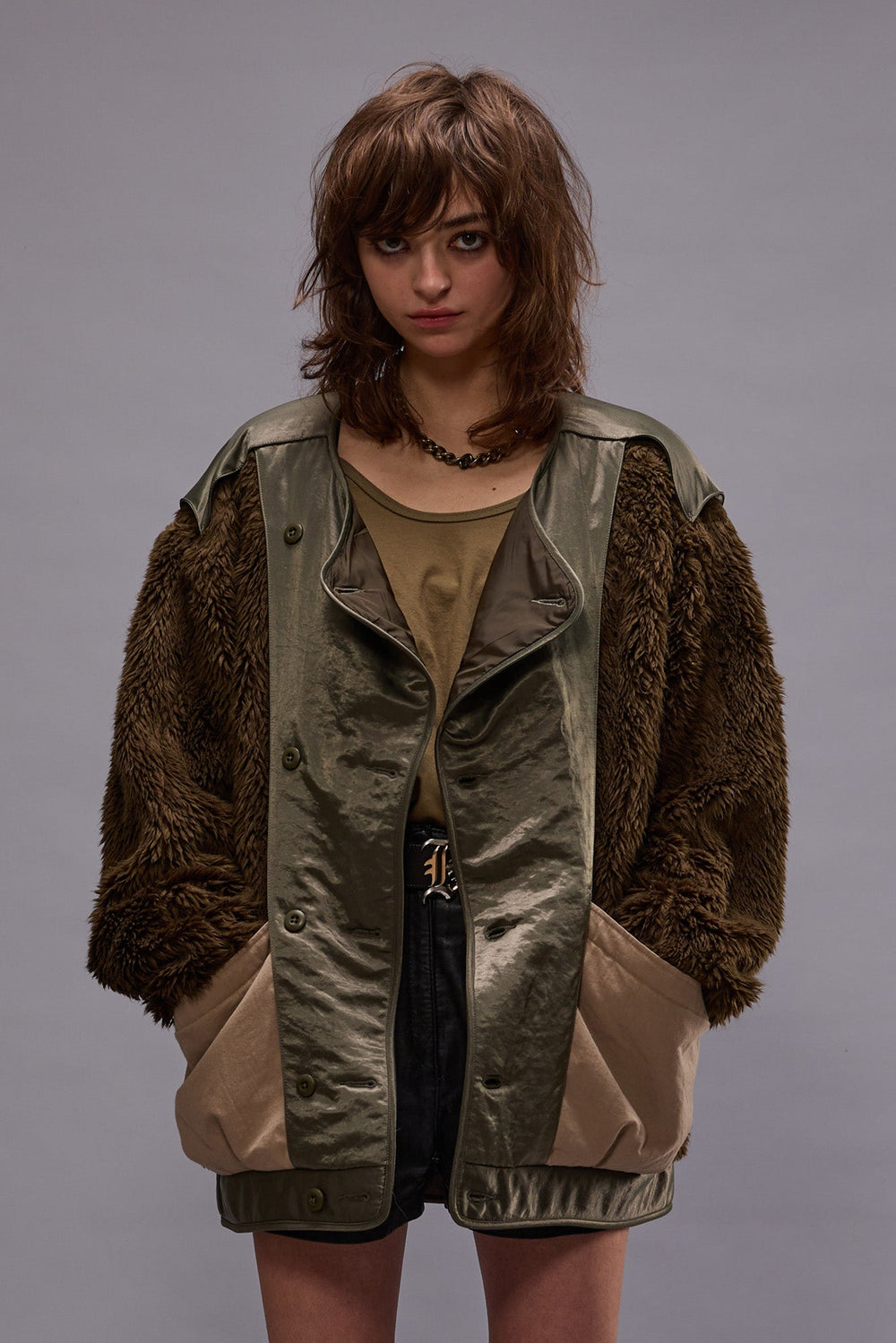 COCOON LINER JACKET - OLIVE/KHAKI | R13 outlet