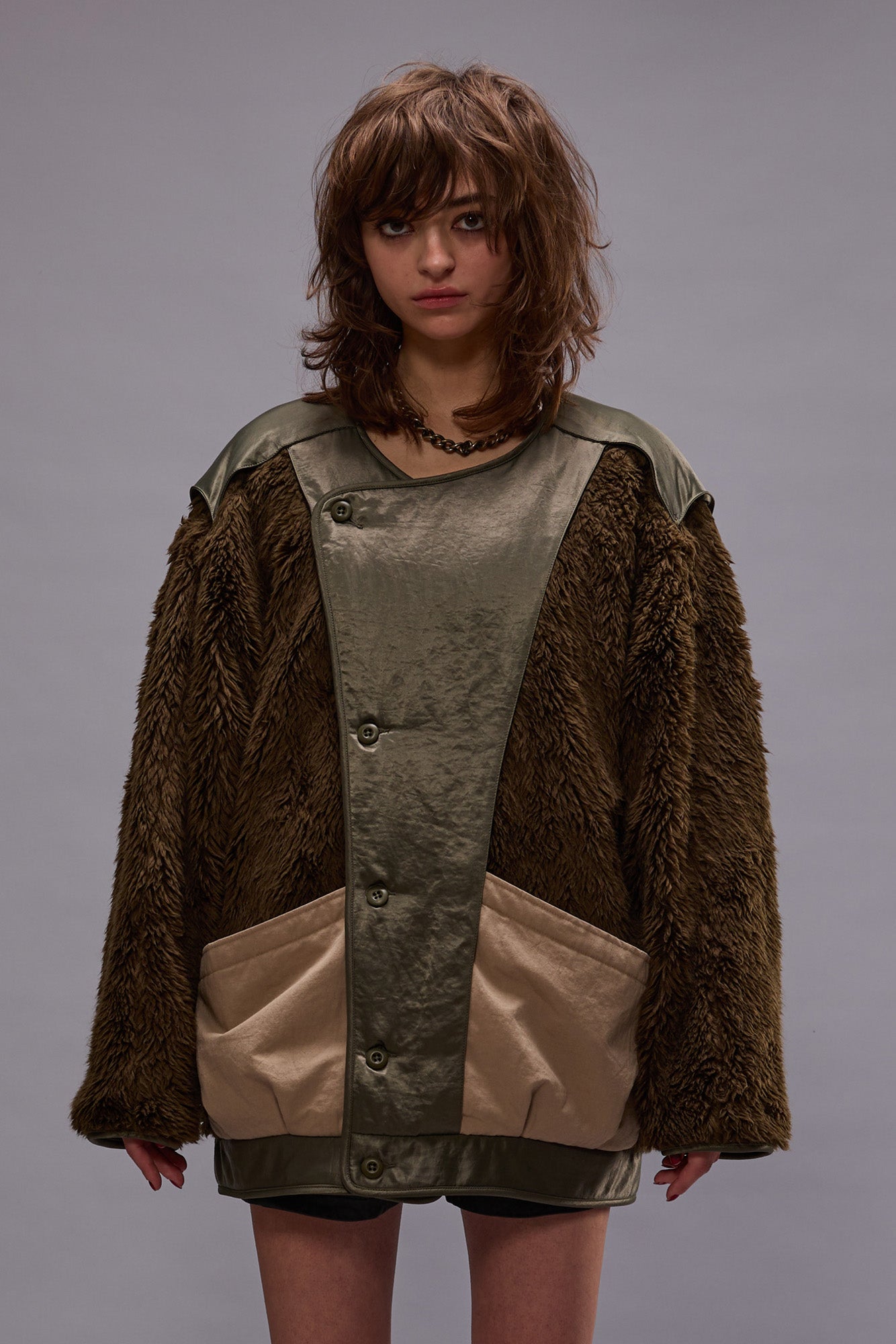 COCOON LINER JACKET - OLIVE/KHAKI | R13 outlet