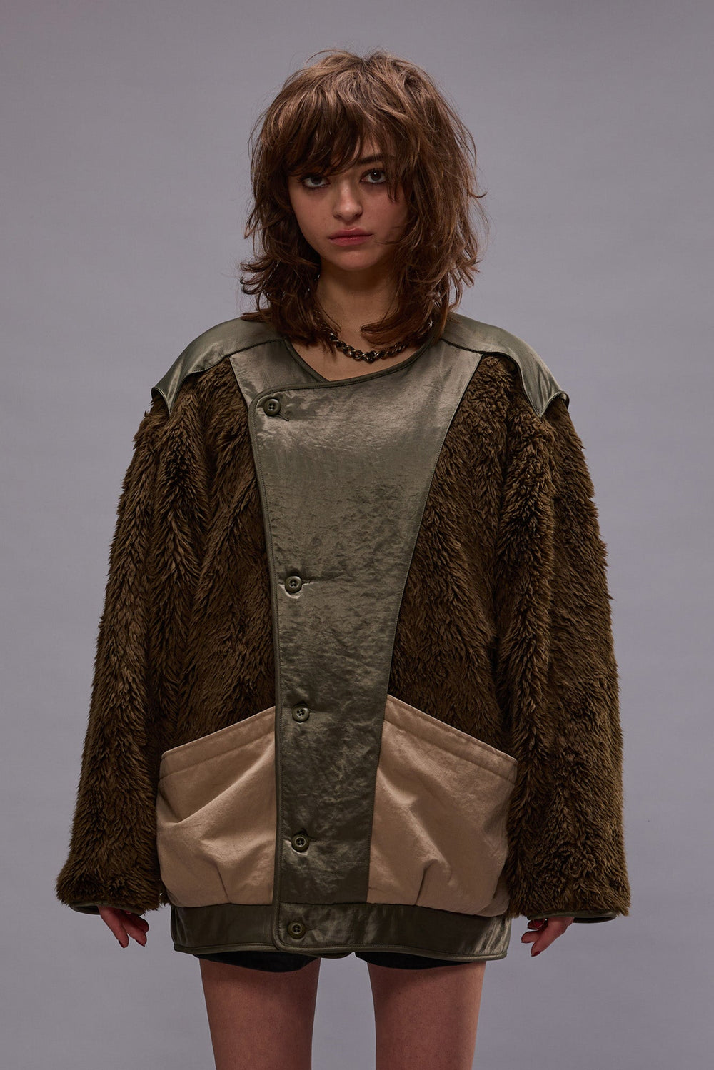 COCOON LINER JACKET - OLIVE/KHAKI | R13 outlet