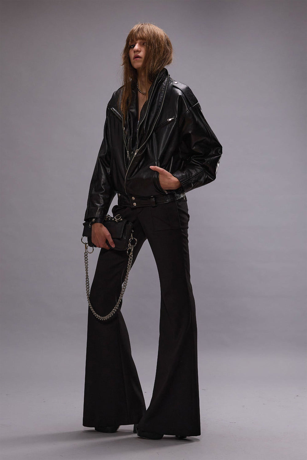 FLARE LEG TROUSER - BLACK | R13 for sale