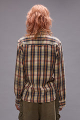 SLIM COWBOY SHIRT - CREAM/GREY/ORANGE PLAID | R13 sale