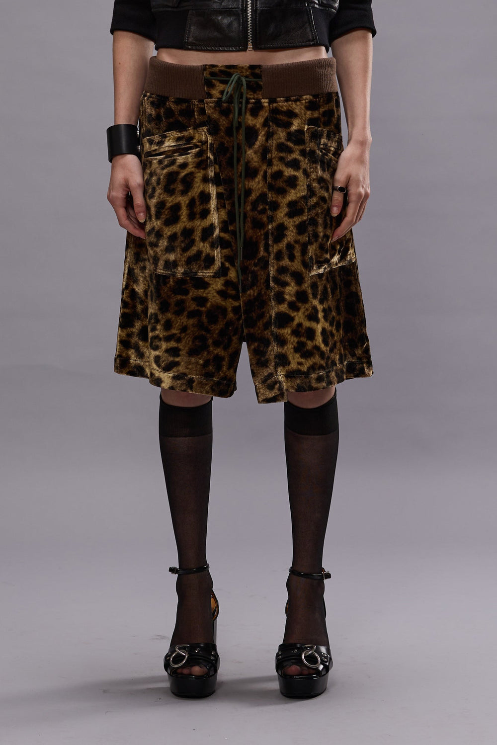 CROSSOVER SHORT - LEOPARD VELVET | R13 outlet