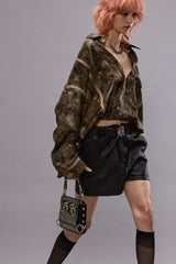 TAPED CROSSOVER BUBBLE SHIRT - OLIVE FLORAL | R13 near me